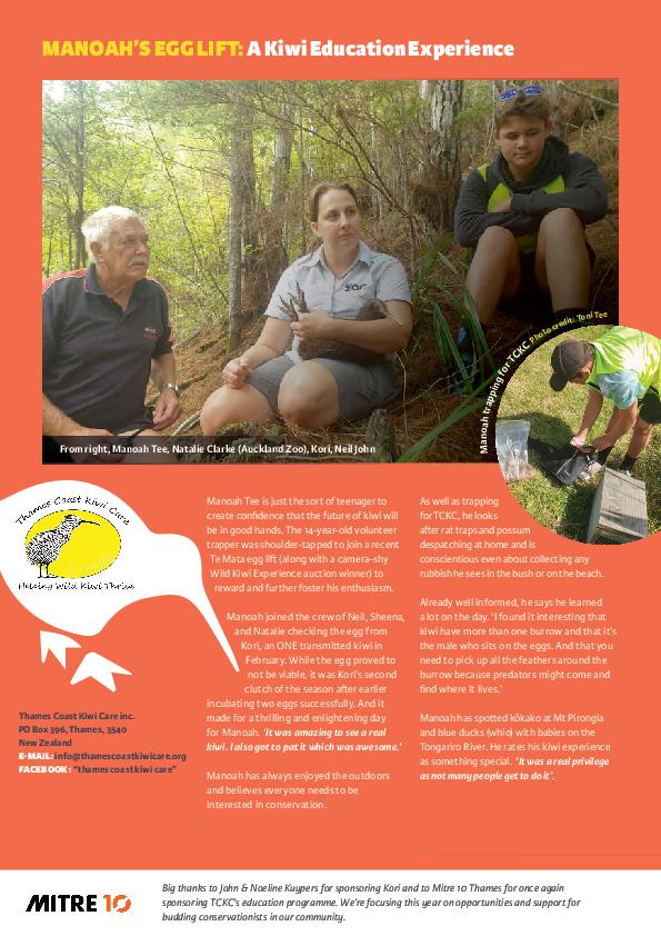 Thames Coast Kiwi Care Newsletter - May 2022