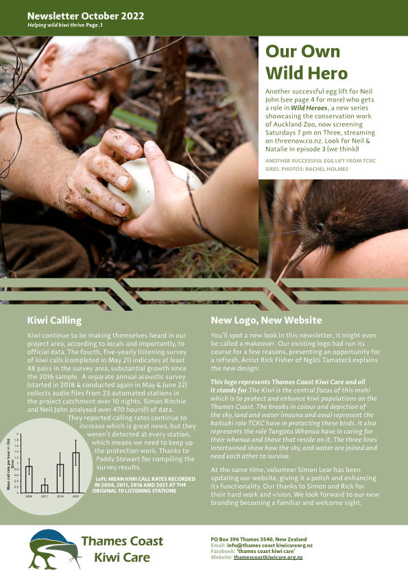 Thames Coast Kiwi Care Newsletter - October 2022